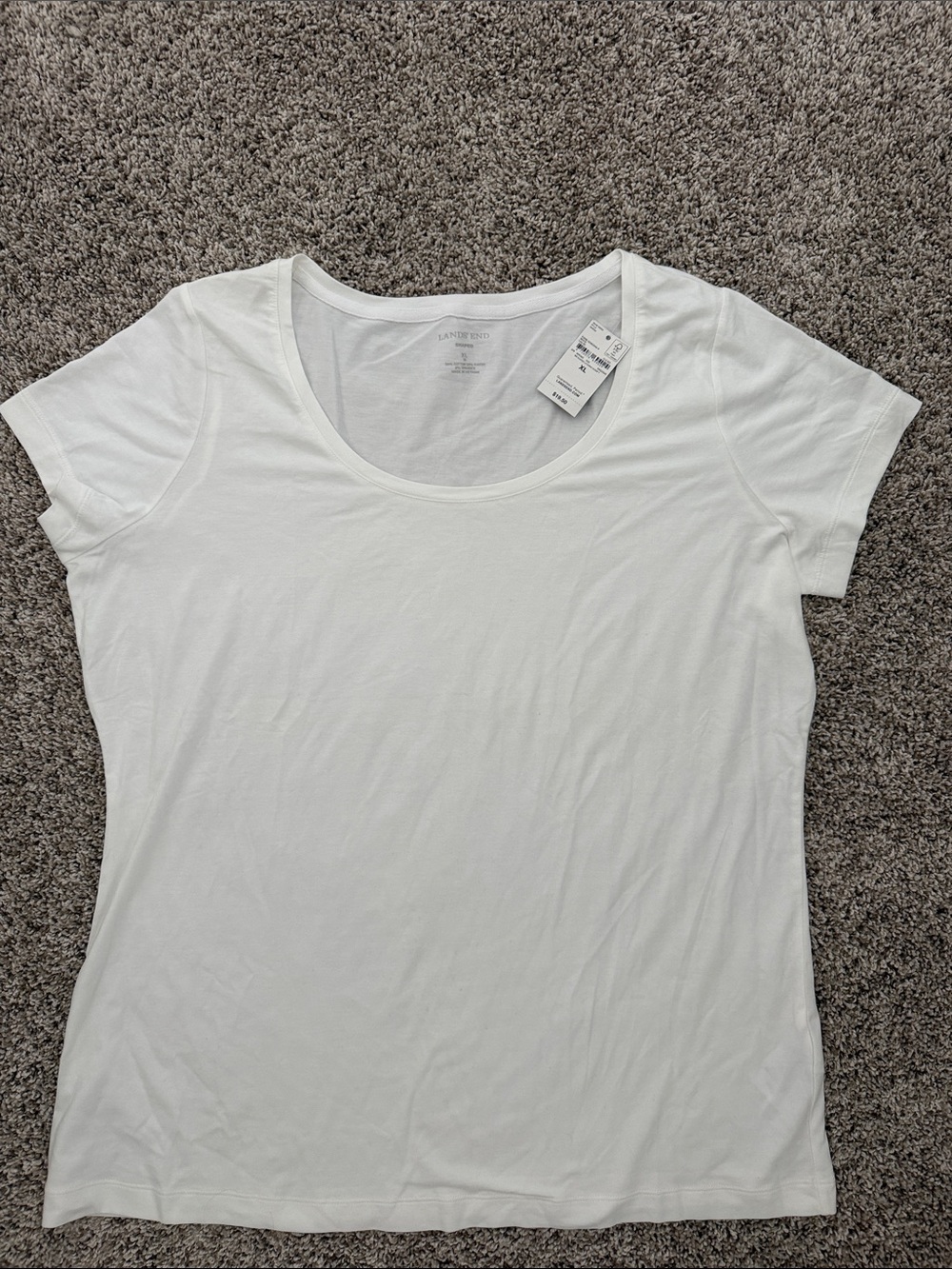 Lands' End White Scoop Neck Short Sleeve Tee - Classic White